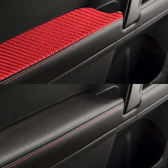 4pcs Red Carbon Fiber Interior Door Armrest Panel Cover For Toyota 4Runner 10-20