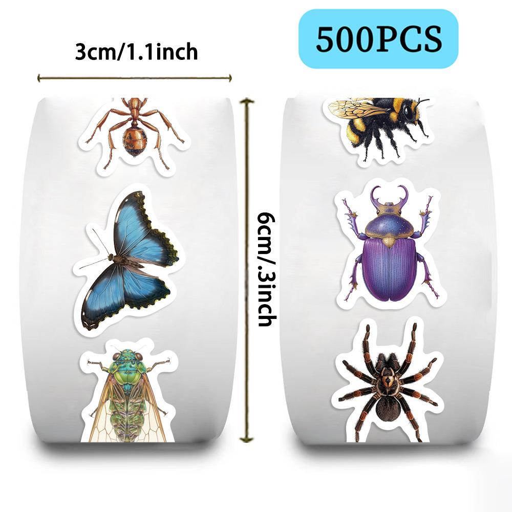 500 Pictures/roll Roll Sticker Hot-selling Tape Small Insect Expression Handbook Material Decorative Envelope Seal Sticker