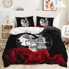 Comforter Rose And Skulls Bedding Set For Kids All Season Twin Full Queen King Size Bed Set Bedroom s Red