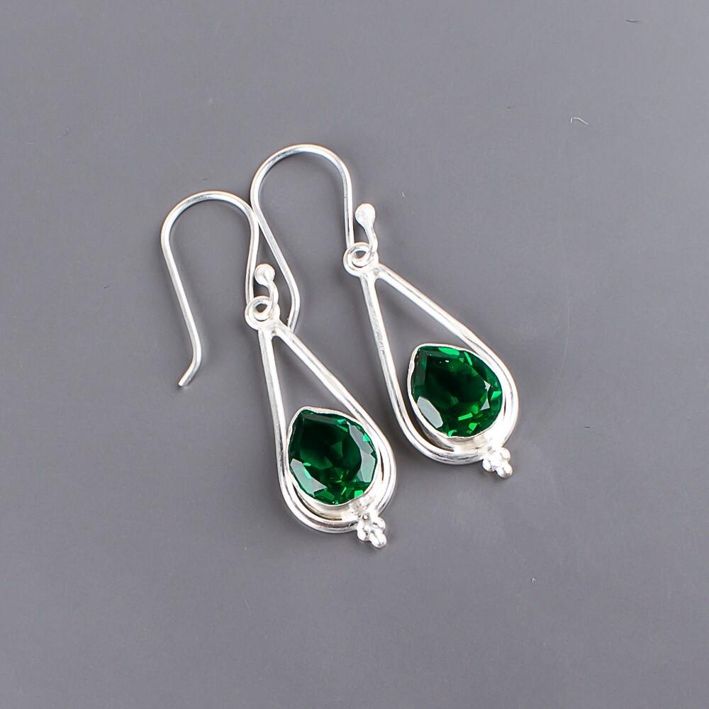 Chrome Diopside Gemstone 925 Sterling Silver Jewelry Handmade Women Earrings EE-14-2