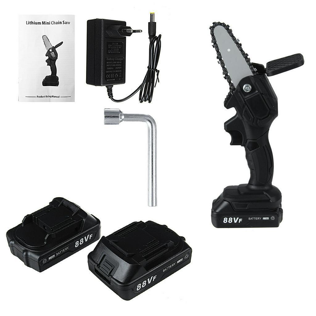 Electric Chain Saw Lithium Battery 88V Mini Pruning One-handed Garden Tool With Chain Saws Rechargeable Woodworking Tool 800W