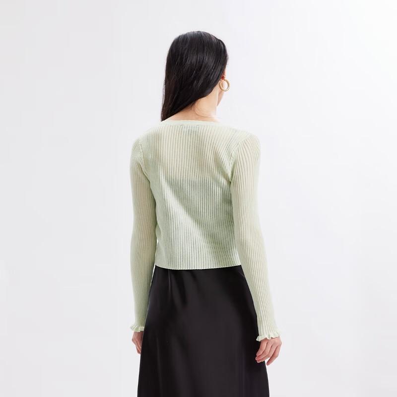 VEROMODA V-Neck Ruffle Cuff Solid Knit Cardigan