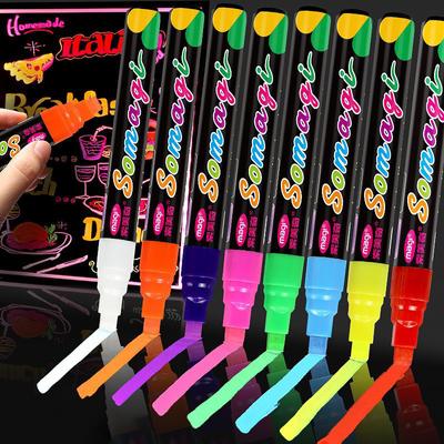 8 Colors/Set Fluorescent Pen Lamp Board Pen LED Pen Fluorescent Board Luminous Pen Advertising Pen Can Wipe Liquid Chalk
