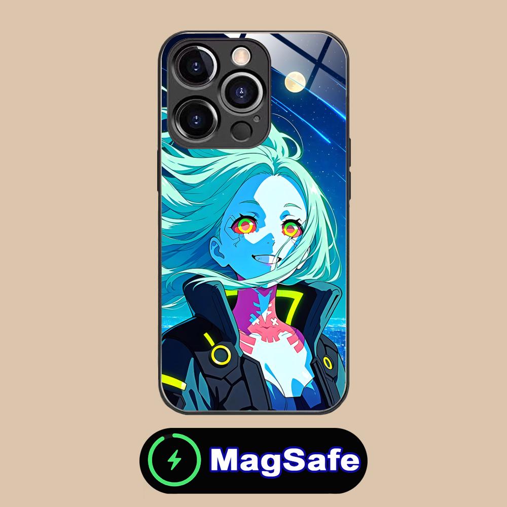 Punk Girl Rebecca Mobile Phone Case for iPhone 17 16 15 14 13 12 11 Air Pro Max Plus Mini MagSafe Glass Colorful Cover Luxury