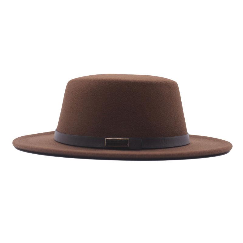 New spring and autumn top hat women's fashion British woolen hat flat top gentleman retro solid color hat