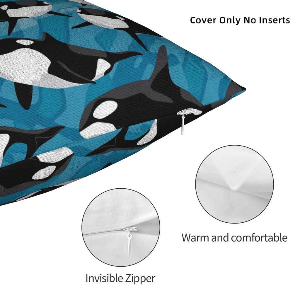 Orca Whale Patterns Pillow Case Comfy Pillow Cover For Sofa Car Home Decor Morden Cushion Cover