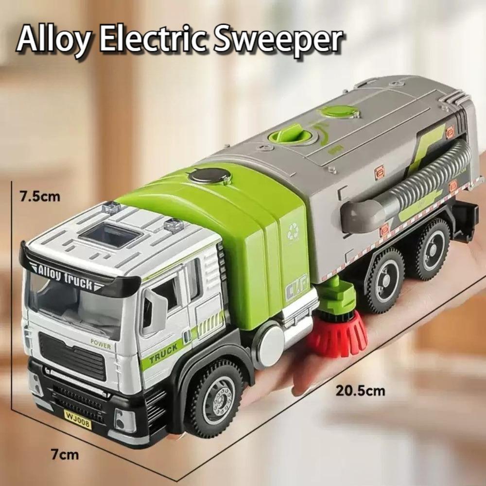 1:50 stopowy Elektryczny Zamiatarka Śmieciarka Model ze stopu Diecast Zabawkowy Samochód Dźwięk Światło Drzwi Otwierane Samochody Edukacyjna Zabawka dla Dzieci