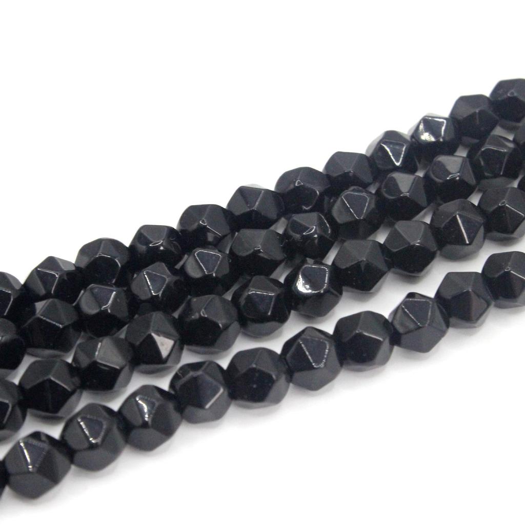 Wide Face Black Agate Cutting Glass Beads for DIY Jewelry and Bracelet Making