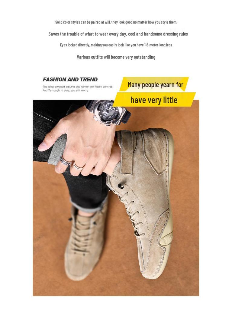 Men's High-Top Casual Winter Boots - Plush Velvet Lined Martin Shoes