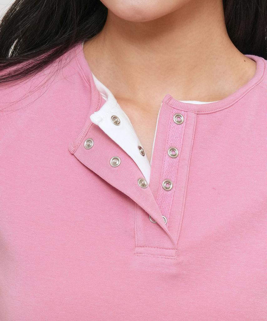 GENERALIDEA Snap Henley Neck T-Shirt [Pink] / Gf2Lts528