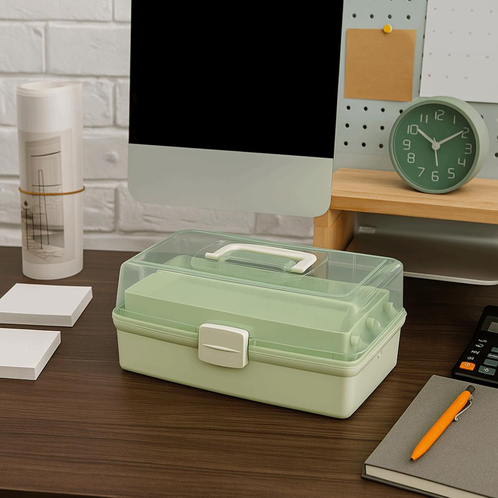 Plastic 3 Layer Storage Box Portable Tackle Box Durable Multipurpose Storage Box  Workspace Storage