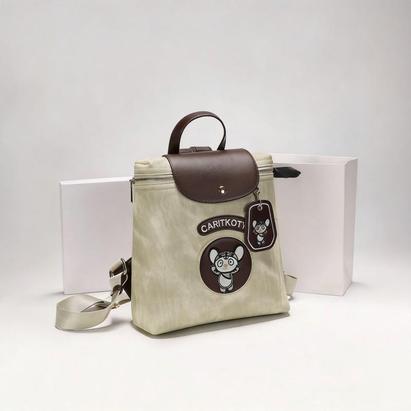 Cartoon Embroidered Backpack High-end Fashionable Contrasting Color Commuting All-matching Travel