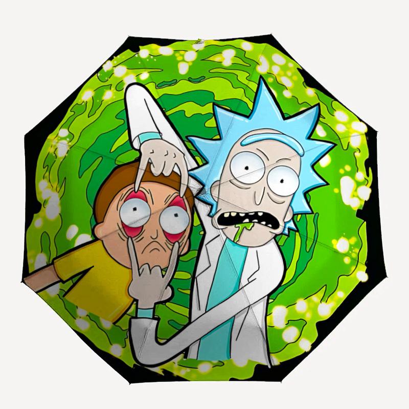 

1PC Rick Morty Automatic Folding Umbrella, Automatic Folding Umbrella with 8 Ribs, Convenient for Outdoor Use 068