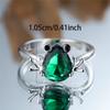 Trendy Crystal Green Zircon Silver Color Wedding Bands Cute Flog Rings For Women Men Minimalist Jewelry