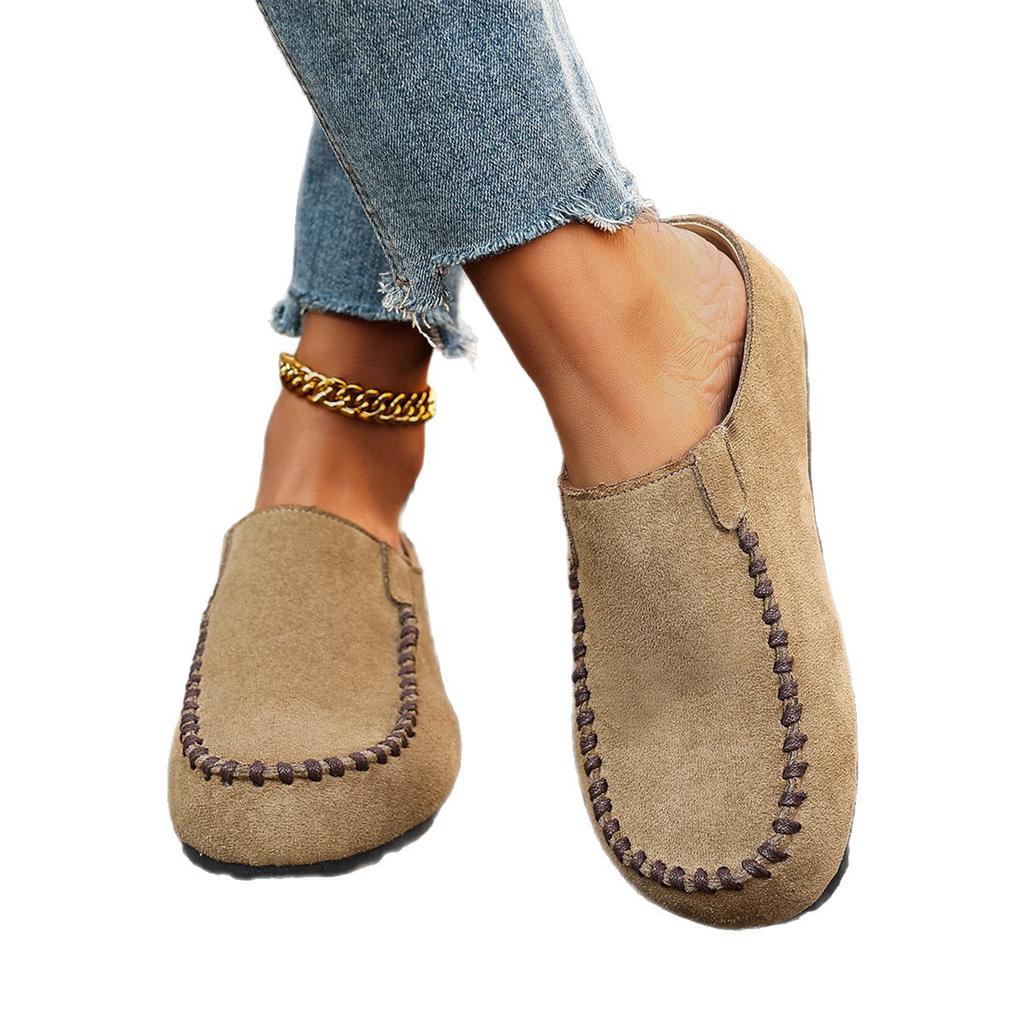 Women's Platform Slip On Mules Half Open Back Loafers Casual Vintage Style Soft Sole Comfortable Walking Shoes