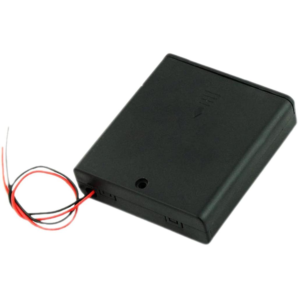 2Pcs On/Off Switch 4 x 1.5V AA Battery Case Holder Leads Black with Cap