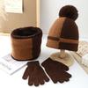 Autumn and winter hats Women's plush wool hats Winter cycling warm windproof and cold knitted hats Scarf gloves