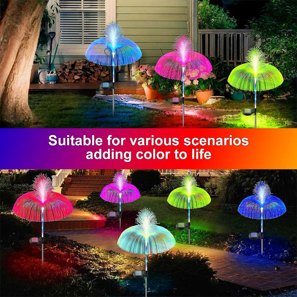 2pcs Jellyfish Shaped Solar Garden Lights 7 Color Variations
