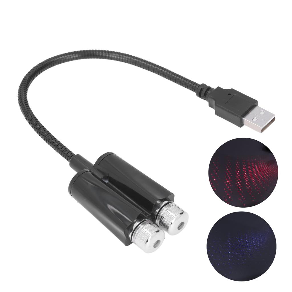 Car USB Ambient Projector Light Red Blue Lightings Plug and Play Free Bending FlexibleNon Voice Control