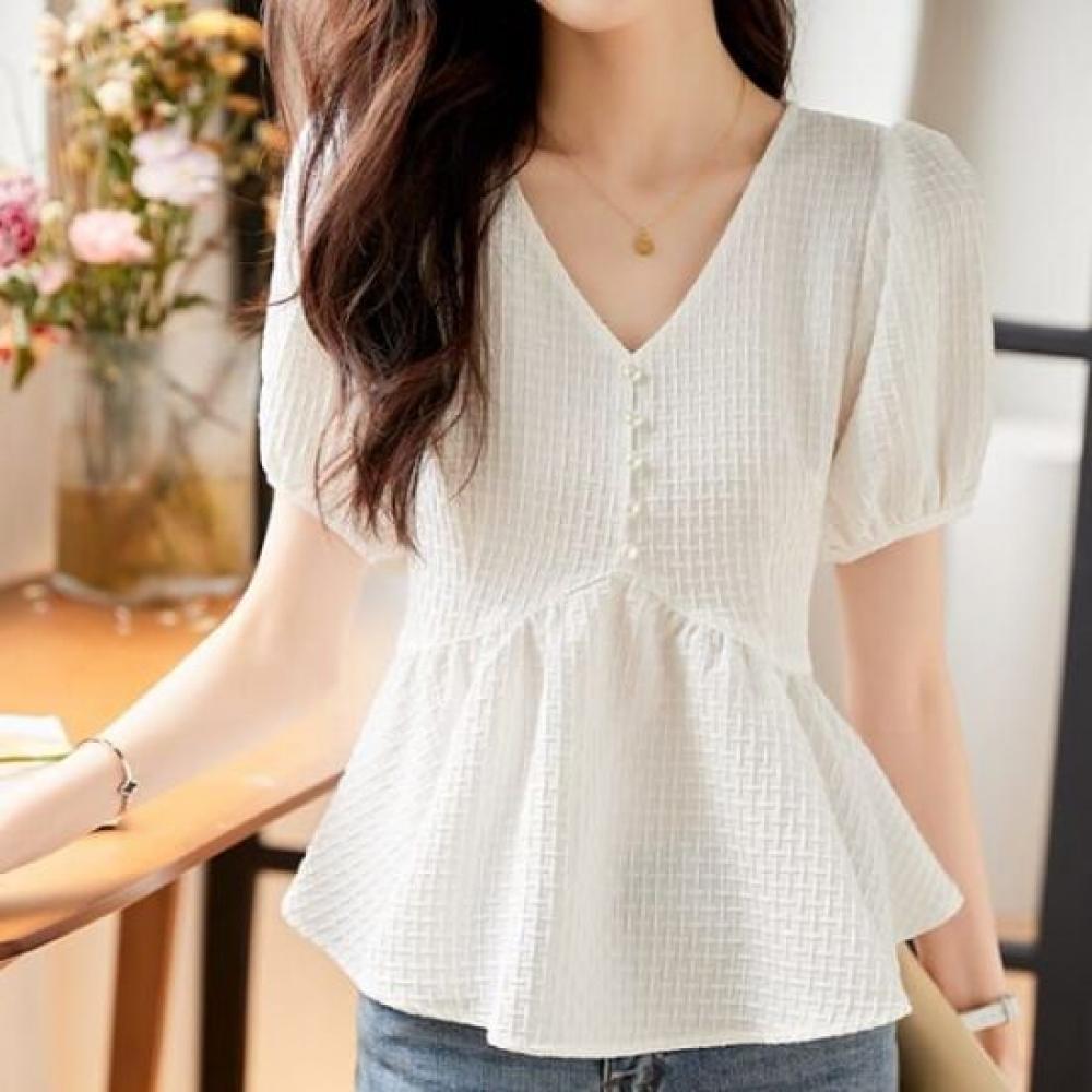 NaVaVa Women LoVely Short SleeVe V Neck Blouse Nb2560