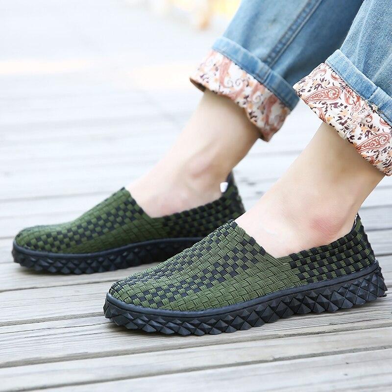 Summer Men Braid Beach Shoes Women Casual Weave Slip On Outdoor Flats Tennis Sneakers for Couples