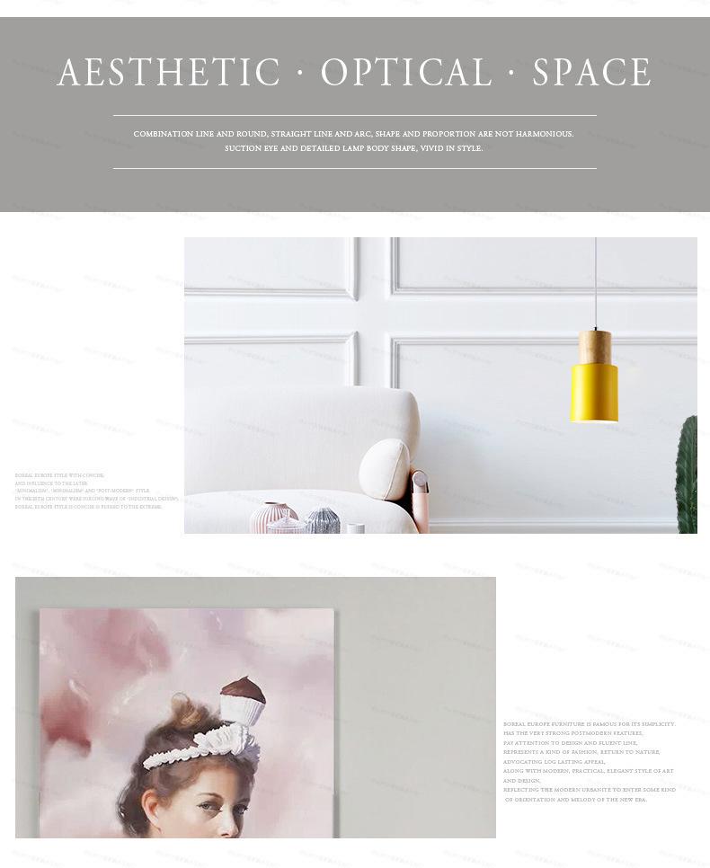 Nordic Wrought Iron & Solid Wood Bedside Pendant Lamp - Multicolor, Creative Fresh Design