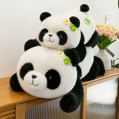 Cute Party Panda Plush Doll Giant Panda Flower Toy Doll Sleeping Pillow Rag Doll Commemorative Gift