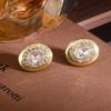 French Retro Super Flash Oval Diamond-Set Earrings, Autumn And Winter High-End Fashion Temperament Earrings
