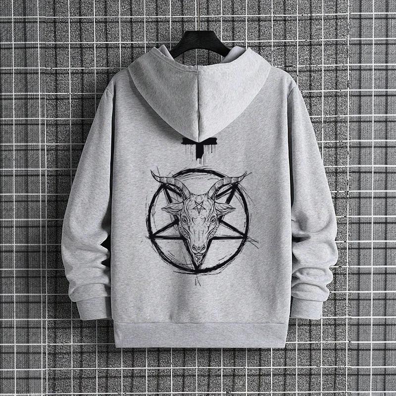 666 logo Autumn and winter casual pullover top, Devil print men's hoodie, 2025 streetwear Gothic Satan sweatshirt