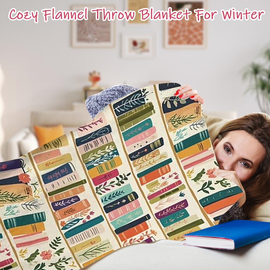 Vintage Bookshelf Library Throw Blanket