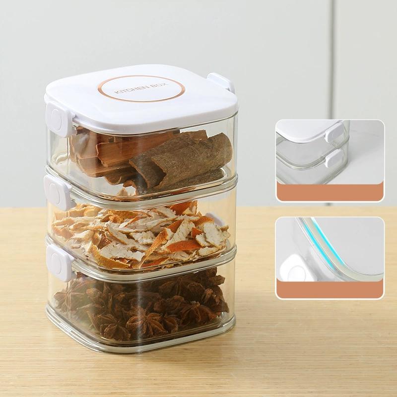 Stackable Airtight Spice Containers with Lid PET Material BPA-Free Storage Jar for Kitchen Removable Seasoning Boxes for Spices