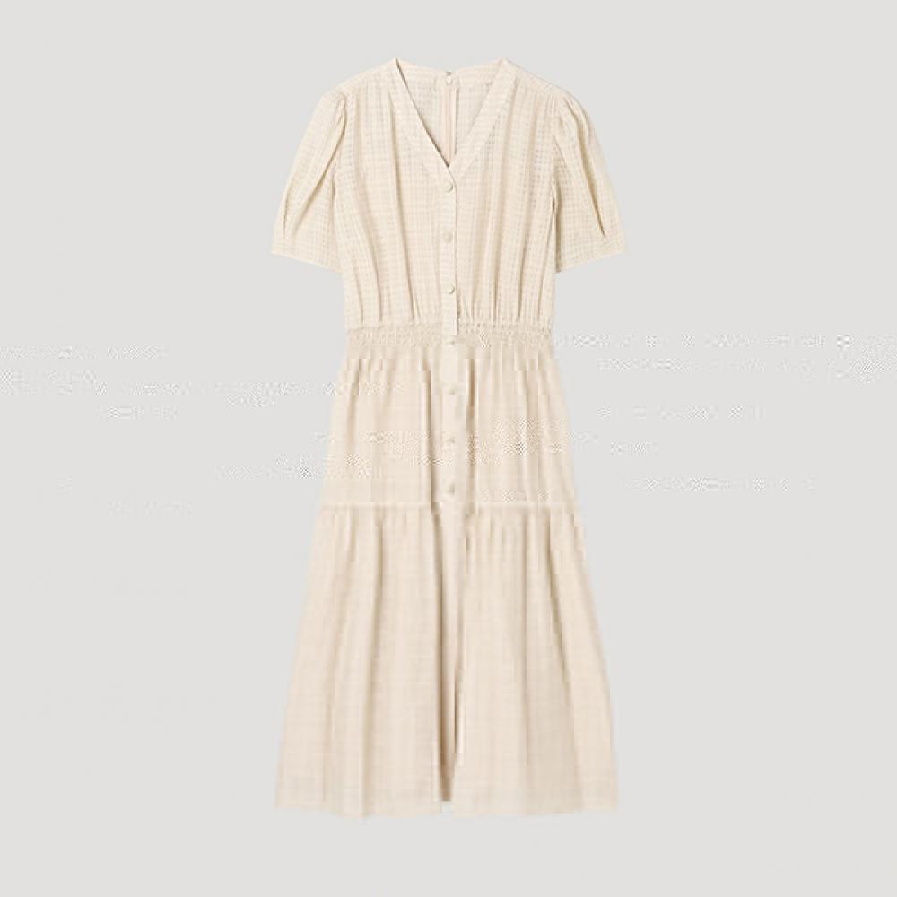 

Shesmiss Sheer Check Long Dress Swwopp22060 Lb light beige/55
