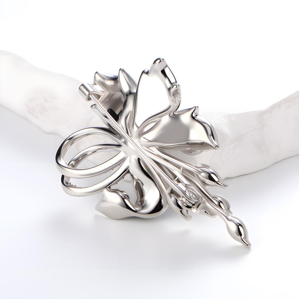 Flower Brooch Pin With Rhinestones For Women Elegant Jewelry Accessory