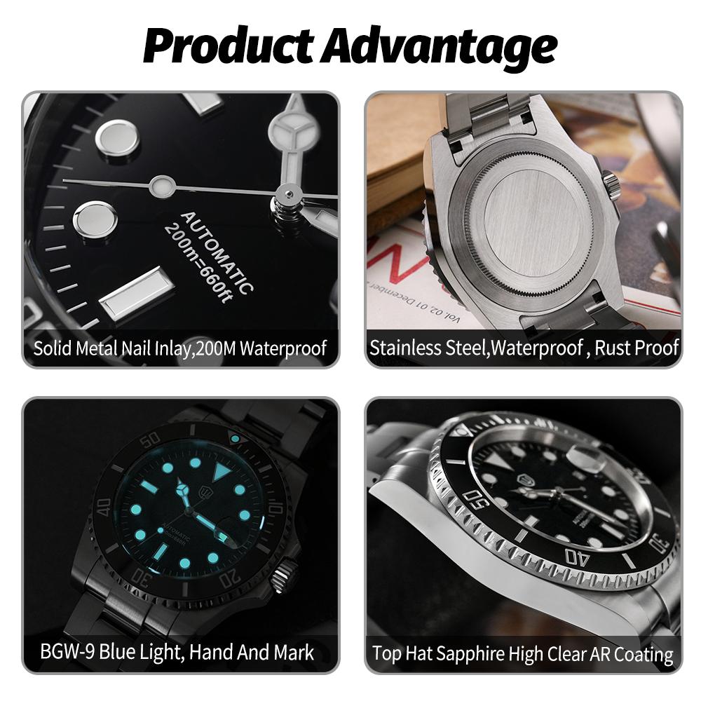 Watchdives WD5512B V2 GMT Dive Watch ST2130 Automatic Bubble Mirror Sapphire BGW9 200M Waterproof Luxury Men Mechanical Watch