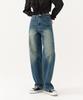 Akeusi Motion Balloon Fit Wide Stretch Denim Pants Unisex (Medium Blue)