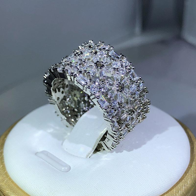 Elegant Female  Sterling Silver Big Water Drop Zircon Stone Ring Finger Rings For Women Promise Love Valentine's Day Gifts