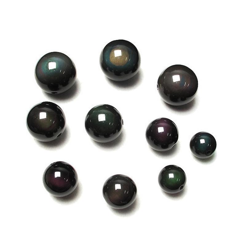 Natural Black Rainbow Obsidian Ice Black Loose Beads 4/6/8/10/12/14 MM Fit Diy Charm Bracelet Beads For Jewelry Making Accessory