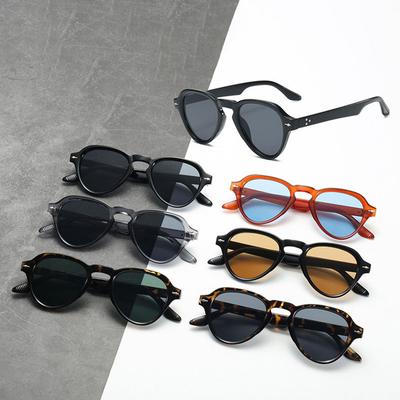 Ins Popular Fashion Oval Sunglasses Men Gradient Shades UV400 Vintage Rivets Women Trending Sun Glasses