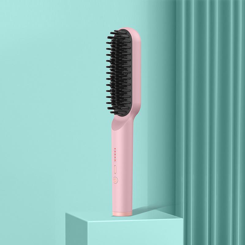 

Расческа для выпрямления и завивки волос Chigo Negative Ion - электрическая расческа двойного назначения с пушистым зажимом для корней волос. White Label розовый