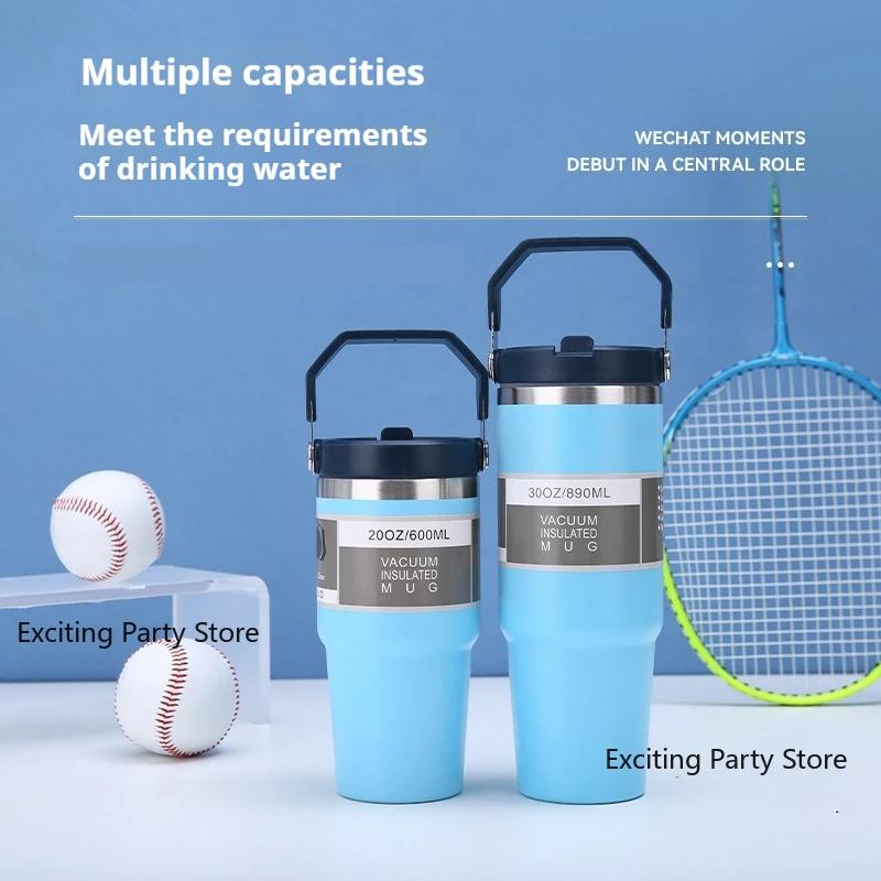 American 304 StainlessSteel Insulated Cup 30/20oz Capacity Hand-held CarCup Outdoor Portable Cold Preservation Ice Box Water Cup