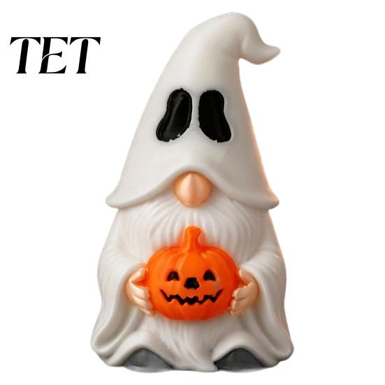 Pumpkin Decor for Home Halloween Ghost Gnome Figurine, Creative Desk Ornament, 3D Printed Small Collectibles Mini Statue Shelf Display, Funny Holiday