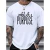 European Sizes Stylish Plus Size Men's T-Shirt with Unique Slogan Print - Casual & Vintage Style, Round Neck, All-Season Wear