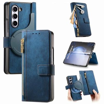 2 w 1 Odpinany na zamek błyskawiczny Portfel z przegródkami na karty Odporny na wstrząsy Etui na telefon dla Samsunga Galaxy Z Fold 6 5 4 3 Kieszeń Skórzany pokrowiec