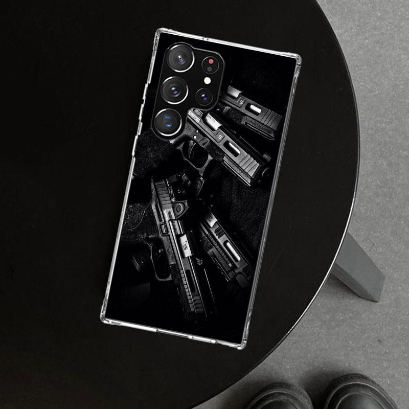 Gun Bullets AK47 Handgun Phone Case Cover for Samsung Galaxy S26 S25 Edge S24 S23 Ultra S22 Plus S21 FE S20 + Art Customized Fun