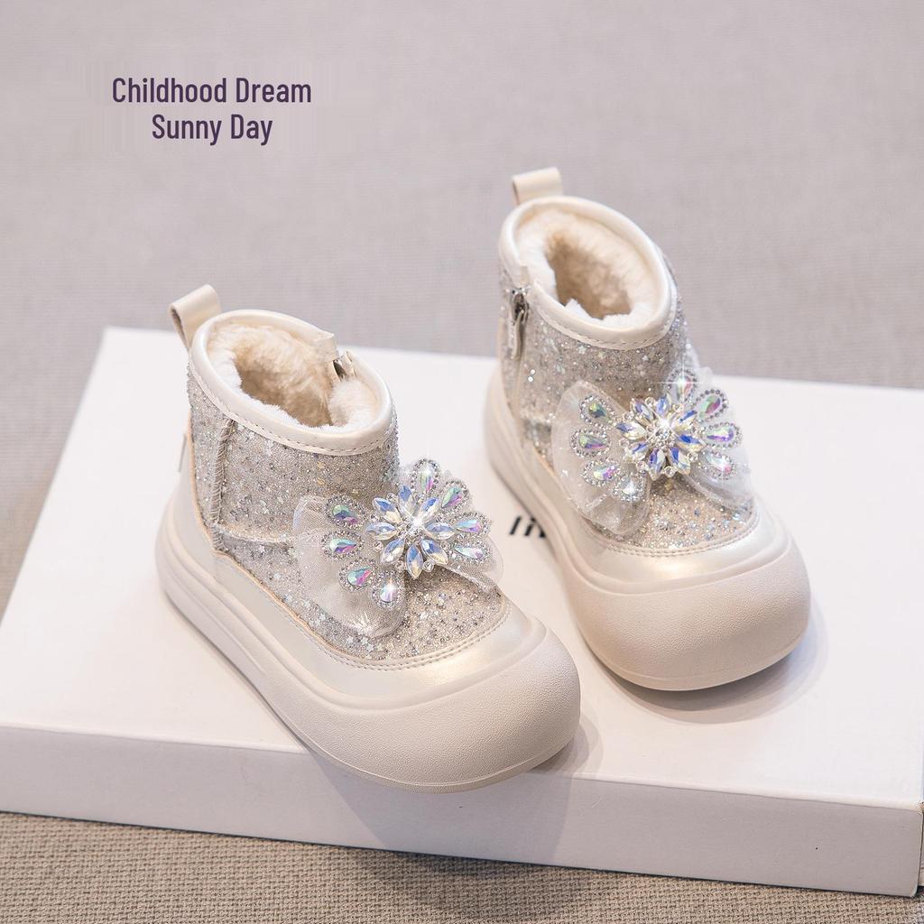 2025 Winter Girls' Fleece-Lined Snow Boots - Warm & Stylish for Cold Weather