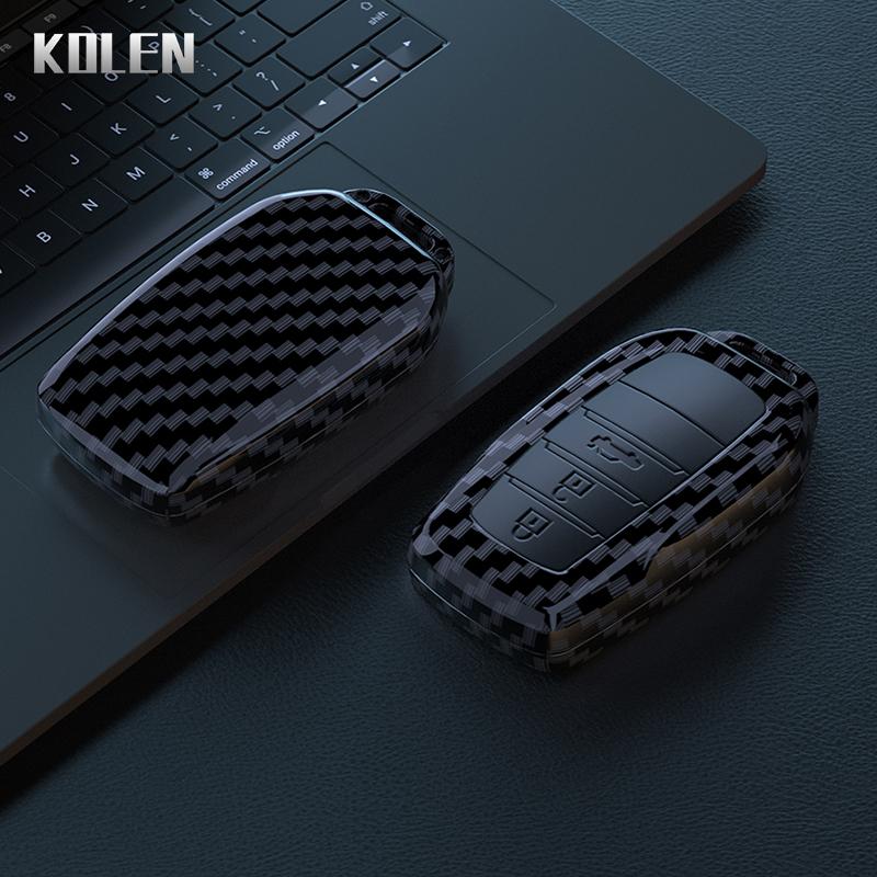 Abs Carbon Fiber Car Flip Key Case Cover For Toyota Sienna Rav4 Crown Hilux Fortuner Camry Land Cruiser Prado Venza Accessories