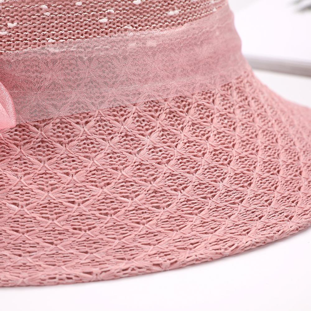 Bow Flowers Straw Sun Hat Woman Bucket Summer Sunscreen Wide Brim Sun Cap Outdoor Beach Accessories