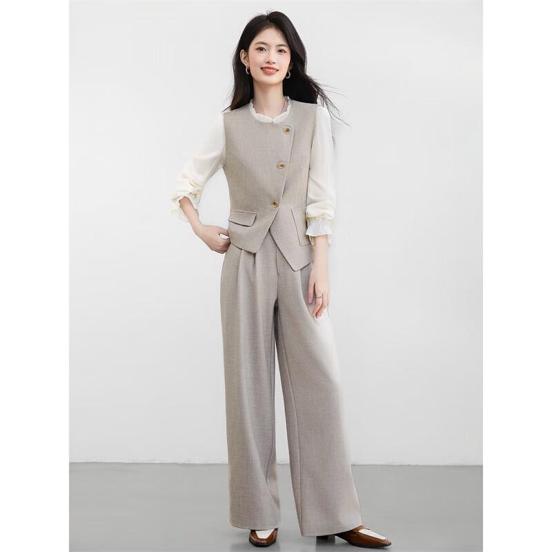 Women's Wool Blend Vest & Long-Sleeve Suit Set