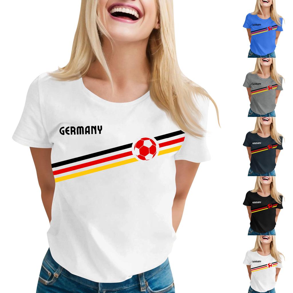 Women's Oversized Graphic T-Shirt with German Soccer Theme - Casual Loose Fit Short Sleeve Top for Fan and Daily Wear