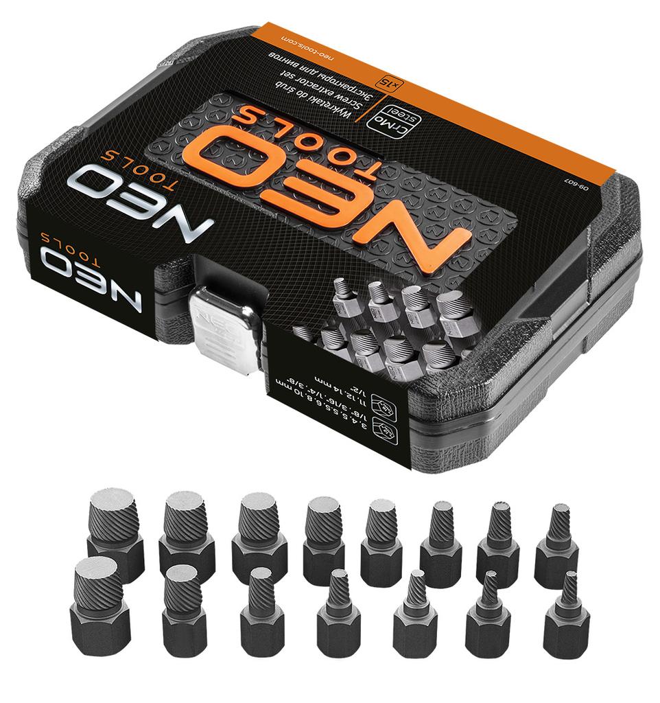 Screw Extractors for Broken Screws, Set of 15